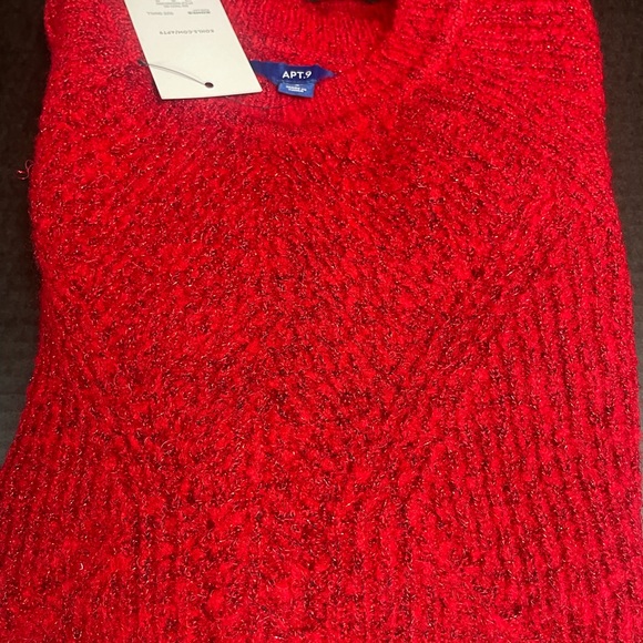 Holiday Apt. 9 Pointelle Metallic Crewneck Sweater Small Figure Hugging stretch - Picture 4 of 10